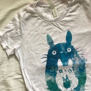 Totoro Anime Character White Graphic Tee Cute